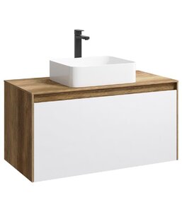 Изображение товара Тумба под раковину Aqwella Mobi 100 см, фасад белый, корпус дуб балтийский, MOB0710W+MOB0110DB