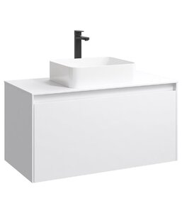 Изображение товара Тумба под раковину Aqwella Mobi 100 см белая с ящиками и сифоном