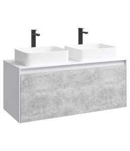 Изображение товара Тумба под раковину Aqwella Mobi 120 см, фасад бетон светлый, корпус белый, MOB0712BS+MOB0112W