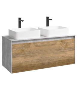 Изображение товара Тумба под раковину Aqwella Mobi 120 см, фасад дуб балтийский, корпус бетон светлый, MOB0712DB+MOB0112BS