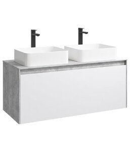 Изображение товара Тумба под раковину Aqwella Mobi 120 см, фасад белый, корпус бетон светлый, MOB0712W+MOB0112BS