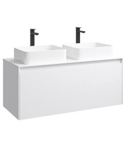 Изображение товара Тумба под раковину Aqwella Mobi 120 см, фасад белый, корпус белый, MOB0712W+MOB0112W