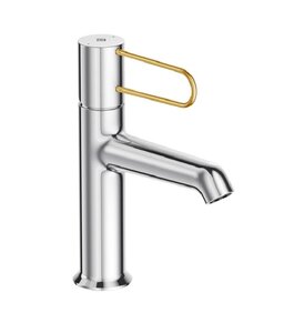 Изображение товара Смеситель для раковины Jacob Delafon Odeon Rive Gauche E21028-GLD-CP с донным клапаном, хром, ручка золотая