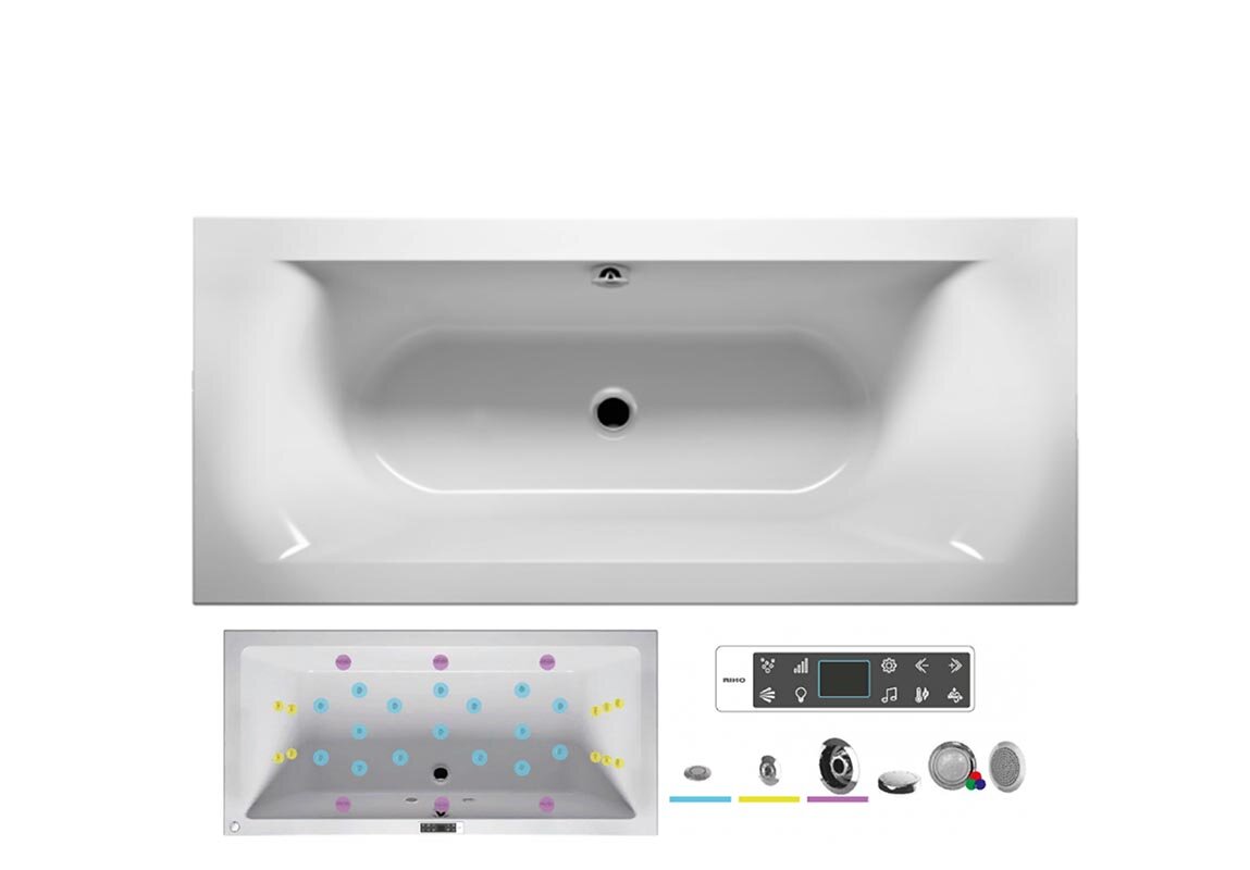Изображение товара Гидромассажная ванна Riho Linares 180x80 см BLISS с аудиосистемой и подсветкой