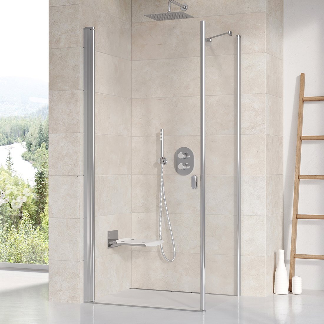 Изображение товара Душевой уголок Ravak Chrome CRV1+CPS, 90 x 80 см, блестящий