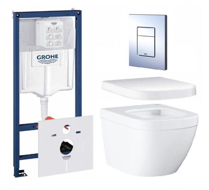 Изображение товара Инсталляция Grohe с безободковым унитазом Euro Ceramic и крышкой с микролифтом