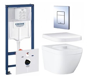 Изображение товара Инсталляция Grohe с безободковым унитазом Grohe Euro Ceramic 39206000, сиденье микролифт, комплект Santehnica.ru