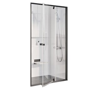 Изображение товара Душевая дверь Ravak Pivot PDOP2-110 черный профиль витраж_TRANSPARENT 6 мм Чехия