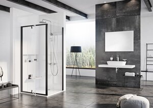 Изображение товара Душевой уголок Ravak Pivot PDOP2+PPS, 110 х 100 см, профиль черный, витраж транспарент, 03GD0300Z1/90GA0300Z1