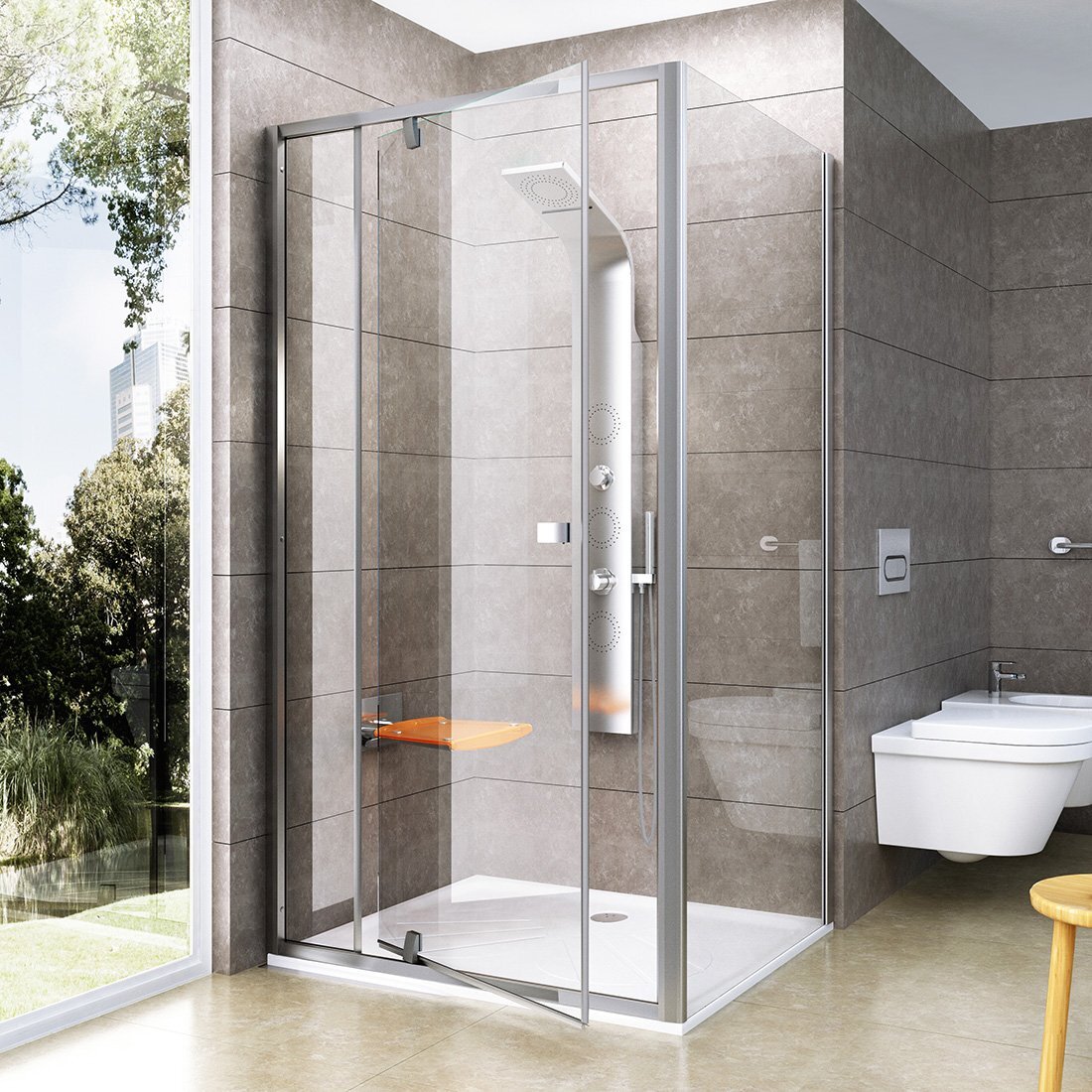 Изображение товара Душевой уголок Ravak Pivot PDOP2+PPS 120х100 см с прозрачным стеклом и сатиновым профилем