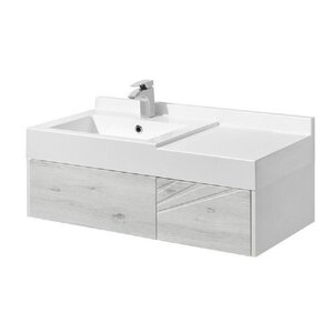 Изображение товара Тумба под раковину Aquaton Сакура 100, 1A234901SKW80, белый глянцевый/ольха наварра