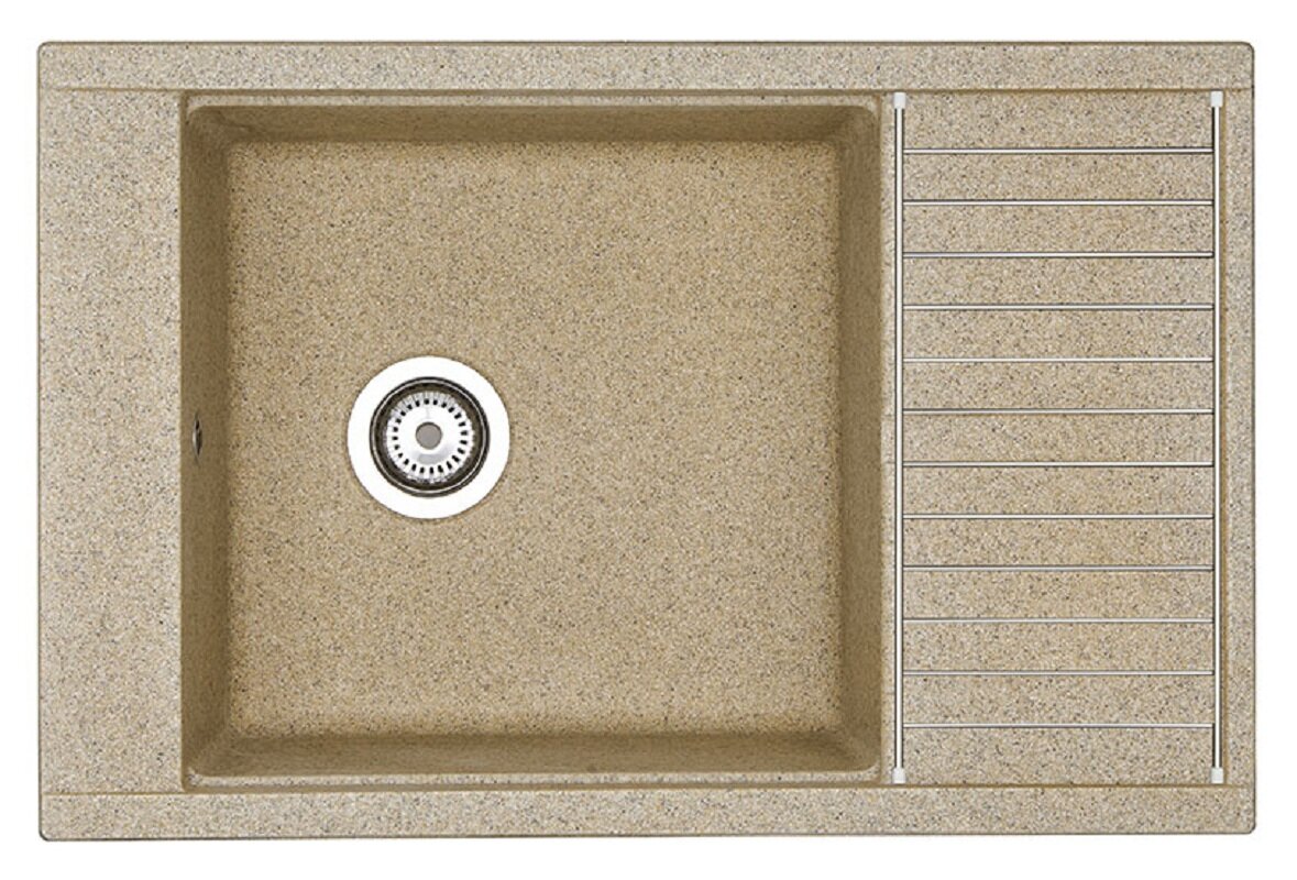 Изображение товара Кухонная мойка из литого мрамора Акватон Делия 78, прямоугольная, песочный цвет