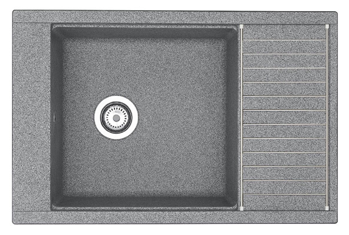 Изображение товара Кухонная мойка из литого мрамора Акватон Делия 78 серый с комплектом