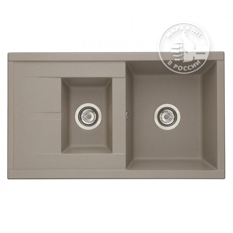 Изображение товара Мойка кухонная Aquaton Делия 87, 1A716232DE250, 87 х 51 х 21.8 см, серый шелк