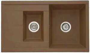 Изображение товара Кухонная мойка Акватон Делия 87 из литого мрамора 2 чаши терракот