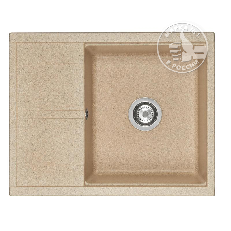 Изображение товара Кухонная мойка из литого мрамора Акватон Делия 65 песочный размеры 650x516x218 мм