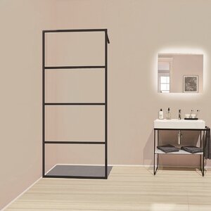 Изображение товара Душевая стенка Kermi Walk-in Dark Edition 90 см прозрачное стекло черный профиль