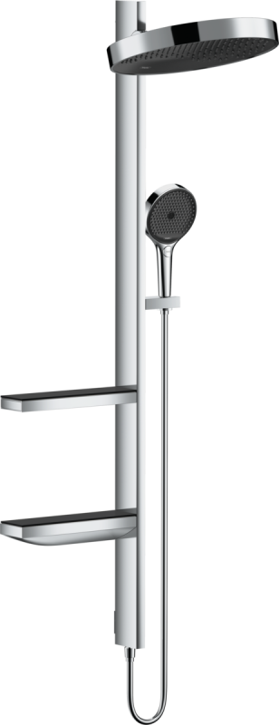 Изображение товара Душевой гарнитур Hansgrohe Rainfinity Showerpipe 360 26842000, 1 режим струи, корпус хром, лицевая часть черная
