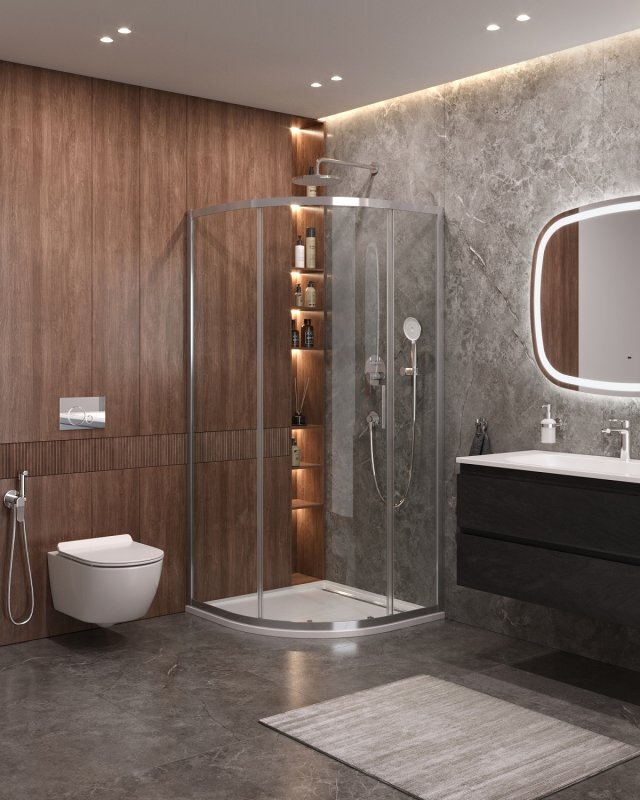 Изображение товара Душевой уголок Cezares Molveno-R-1-90-C-Cr-IV 90х90 см стекло хром