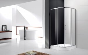Изображение товара Душевой уголок Cezares MOLVENO-RH-2-120/90-C/P-Cr-IV, 120 х 90 см, стекло прозрачное антикальций/рифленое, профиль хром