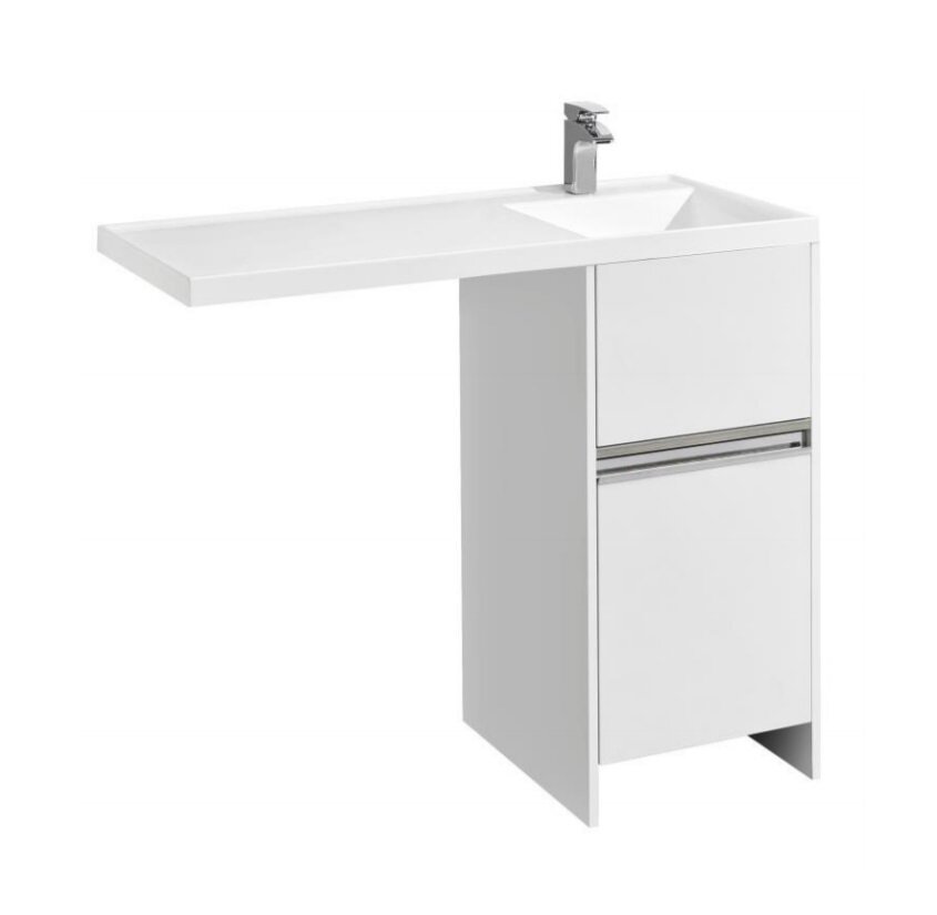 Изображение товара Тумба под стиральную машину Акватон Лондри 42x49.6x88.2 см белая глянцевая