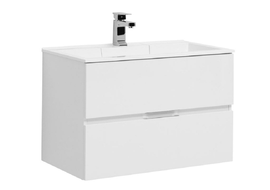 Изображение товара Тумба под раковину Aquanet Алвита 80, подвесная, белая, ЛДСП, 2 ящика