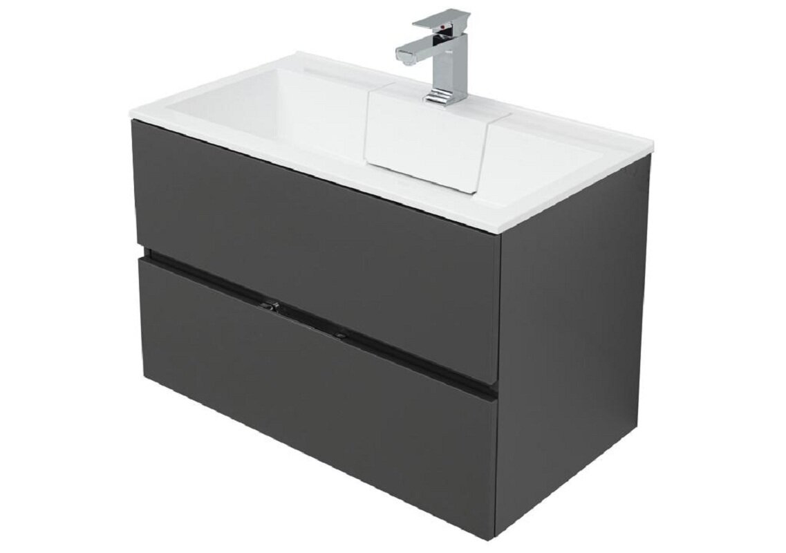 Изображение товара Тумба под раковину Aquanet Алвита 80 антрацит подвесная с двумя ящиками