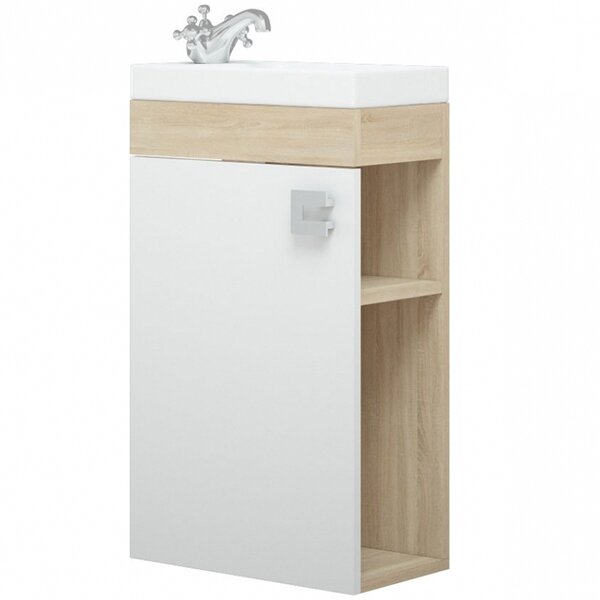 Изображение товара Тумба под раковину Corozo Комо 40 см подвесная белая бежевый МДФ ЛДСП