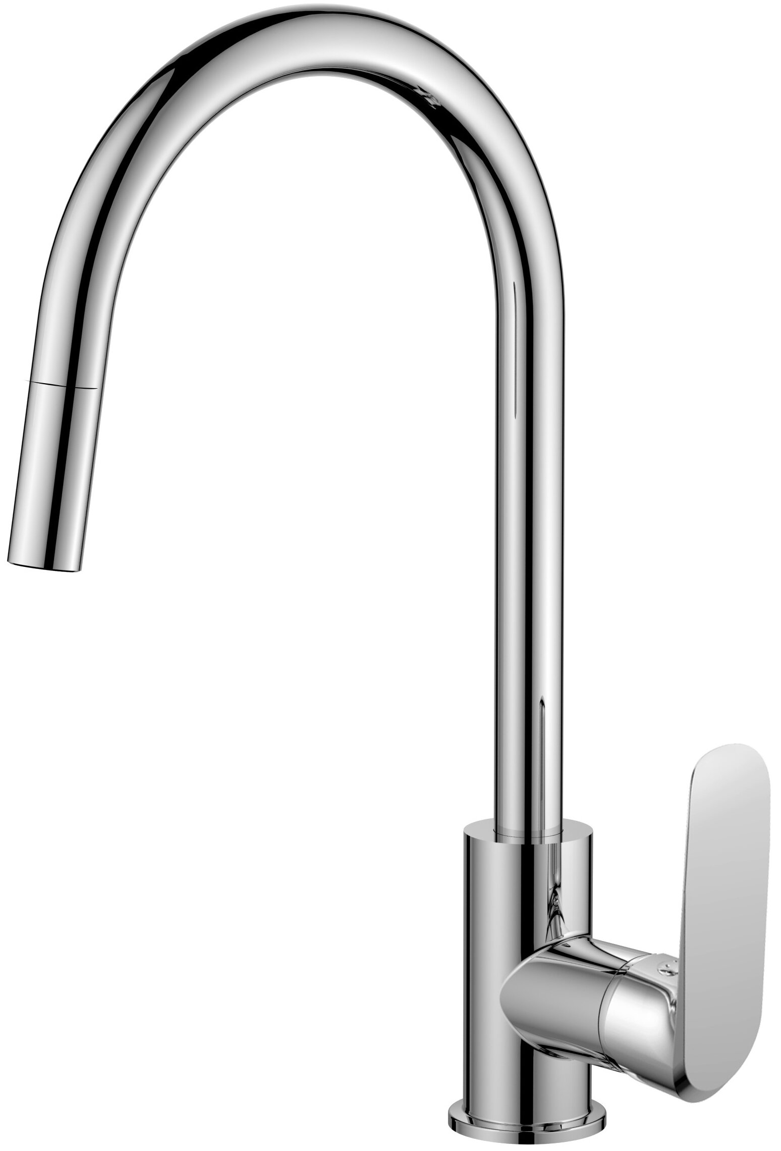 Изображение товара Стильный хромированный однорычажный смеситель для кухни Orange Astin M21-008cr с поворотным изливом