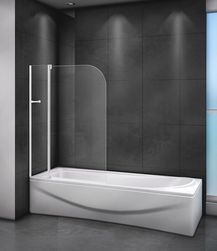 Изображение товара Душевая шторка на ванну Cezares Relax RELAX-V-11-100/140-C-Bi 100x140 см стекло прозрачное белый пр
