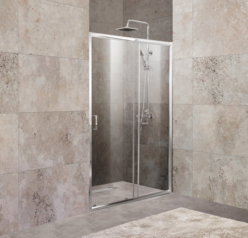 Изображение товара Душевая дверь раздвижная BelBagno Unique 110-125 см стекло прозрачное/матовое хром