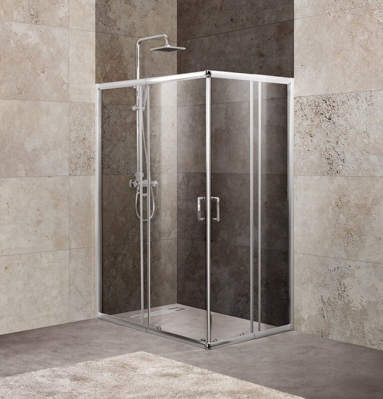 Изображение товара Душевой уголок BelBagno UNIQUE-AH-2-100/115-75/90-P/C-Cr, 100/115 х 75/90 см, стекло прозрачное/рифленрое, цвет профиля хром