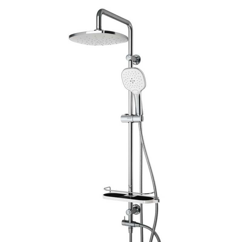 Изображение товара Душевой гарнитур Dorff Prime D0740000, с верхним душем, 5 режимов струи, хром/белый