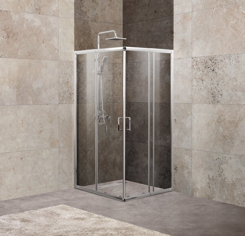 Изображение товара Душевой уголок BelBagno Unique 75/90 см квадратный раздвижной хром стекло закаленное