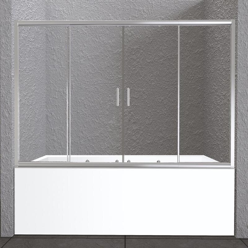 Изображение товара Шторка для ванны BelBagno Unique UNIQUE-VF-2-150/180-140-C-Cr стекло прозрачное, цвет профиля хром
