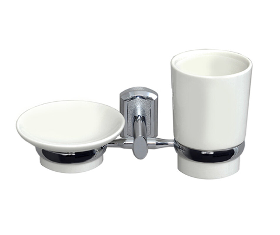 Изображение товара Стакан и мыльница WasserKRAFT серия К K-28126 настенный белый хром