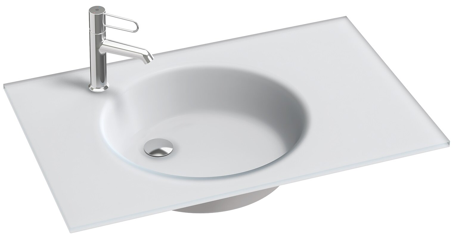 Изображение товара Стеклянная раковина Jacob Delafon Odeon Rive Gauche 100 см матовая белая
