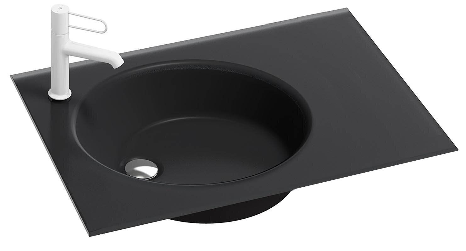 Изображение товара Стеклянная раковина Jacob Delafon Odeon Rive Gauche, черный матовый, 80 см