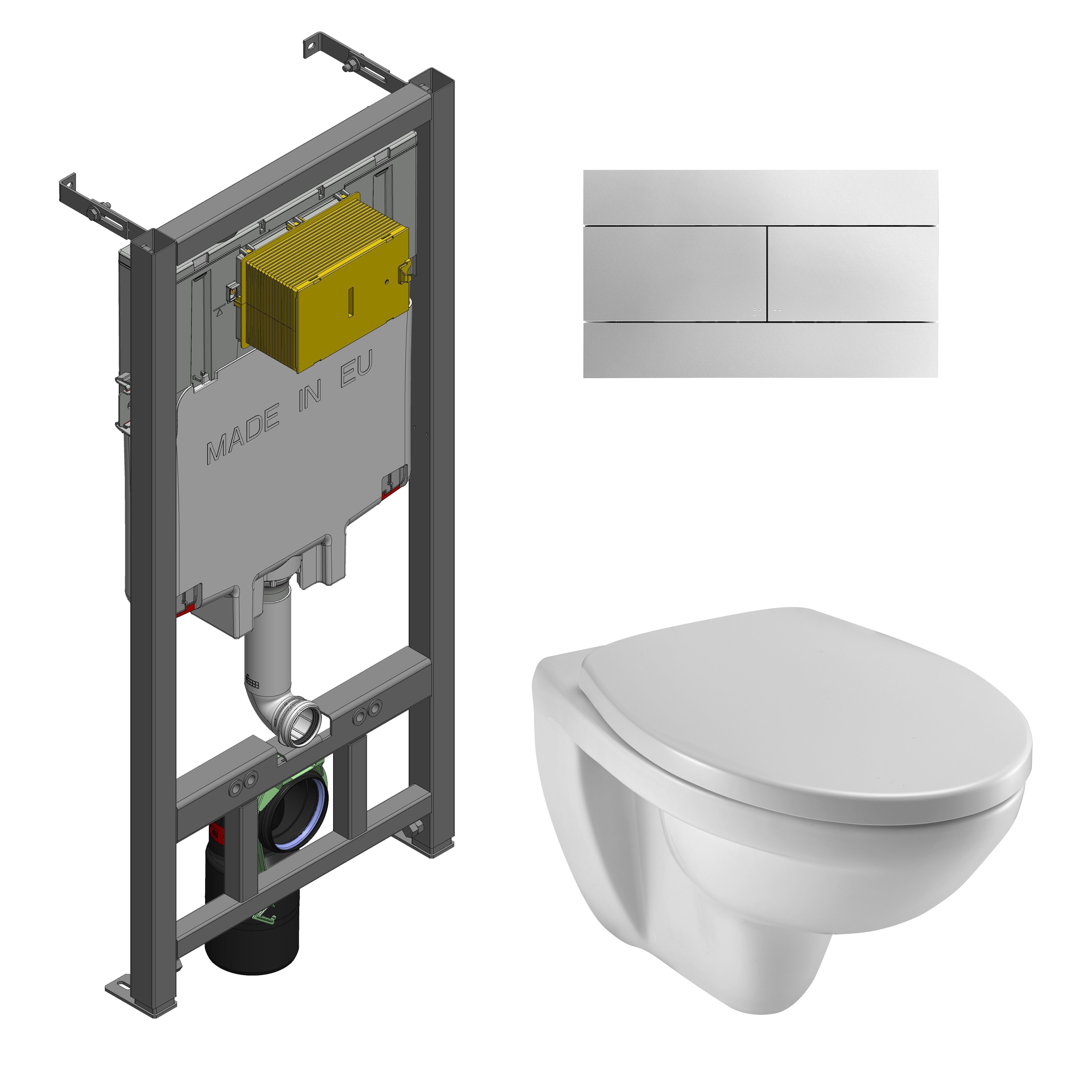 Изображение товара Инсталляция Jacob Delafon с ободковым унитазом Patio E21734RU-00 и сиденьем микролифт