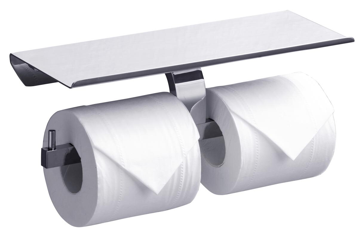 Изображение товара Держатель туалетной бумаги с полкой Rush Edge ED77142B двойной хром латунь