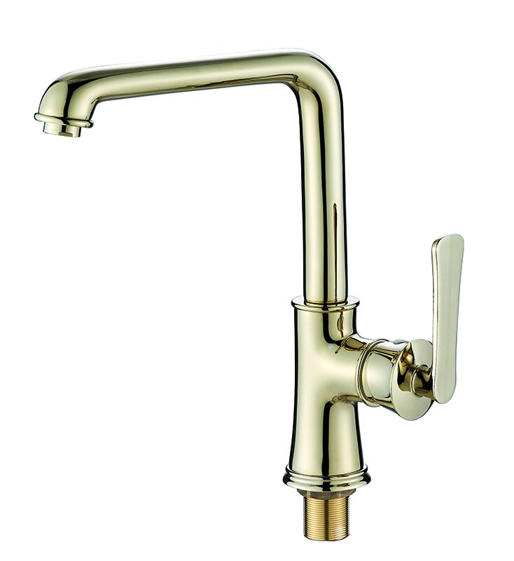 Изображение товара Высокий смеситель для кухни Rush Flores FLG0835-2 золото с поворотным изливом