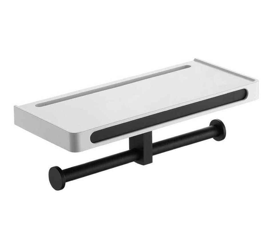 Изображение товара Бумагодержатель двойной с полкой Rush Edge ED77143B черный пластиковая модель