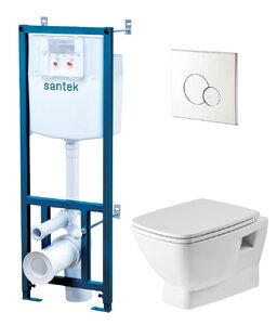 Изображение товара Инсталляция Santek с унитазом Santek Neo 1.WH50.1.572 подвесной, сиденье SoftClose, кнопка хром