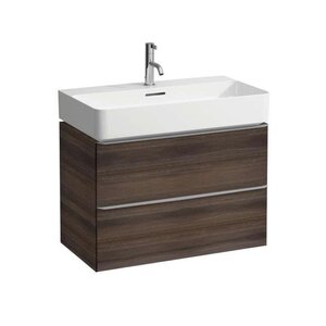 Изображение товара Тумба под раковину Laufen Space 4101621601031, 63 см, 2 ящика, темный вяз, ручки коричневый алюминий