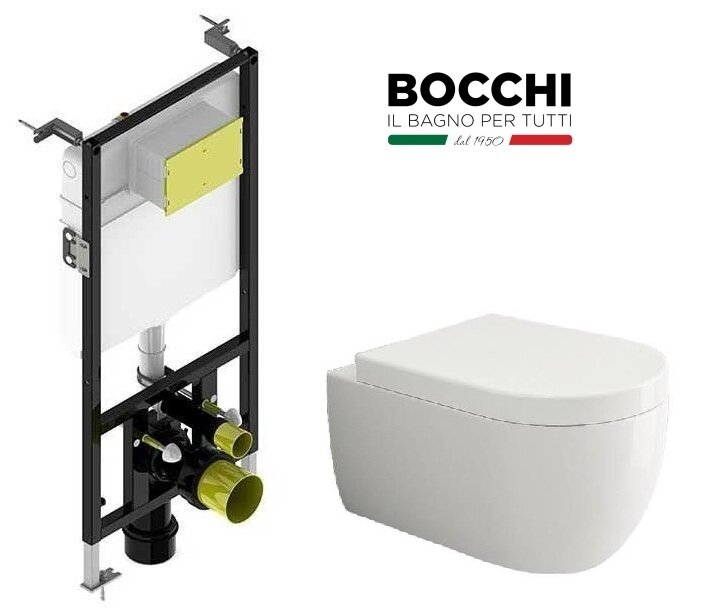Изображение товара Инсталляция Bocchi с унитазом V Tondo и сиденьем с микролифтом, белый, подвесная, фарфор