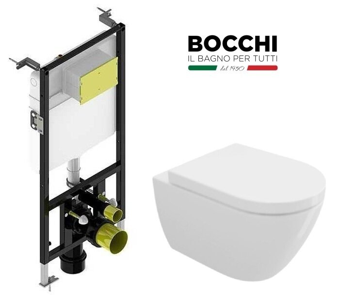 Изображение товара Инсталляция Bocchi с унитазом Bocchi Venezia 1295-001-0129, безободковый, подвесной, с микролифтом,