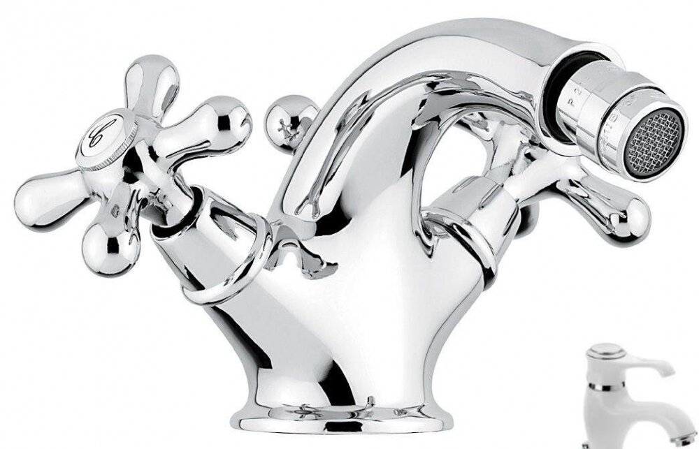 Изображение товара Смеситель для биде Emmevi Deco Classic 12014BC белый хром надежный Италия