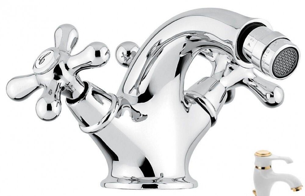 Изображение товара Смеситель для биде Emmevi Deco Classic 12014BO, белый/золото