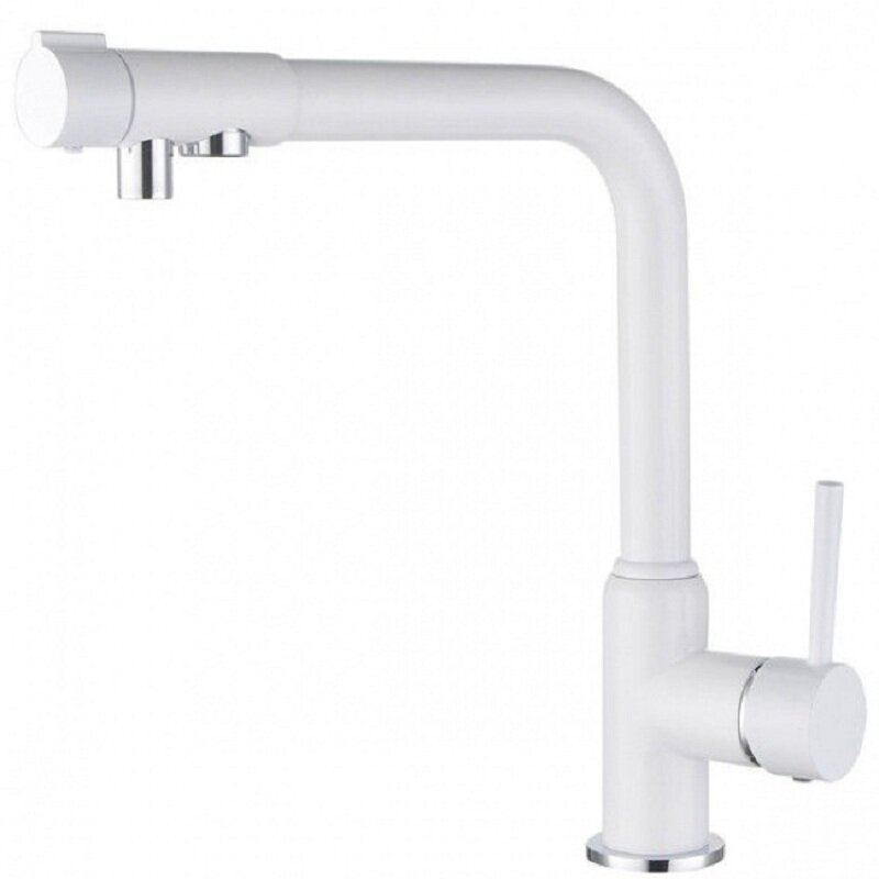Изображение товара Современный однорычажный смеситель Kaiser Teka 13044-10 White для кухни