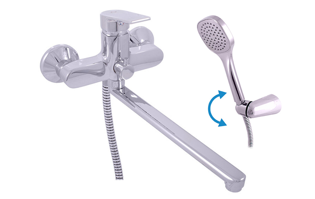 Изображение товара Смеситель универсальный Rav-Slezak Colorado CO153.5/2, с душевым гарнитуром, подвижный держатель, хром